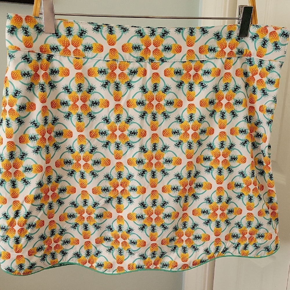 ZELOS Pineapple Print Skorts in White, Yellow, and Green Sz 12